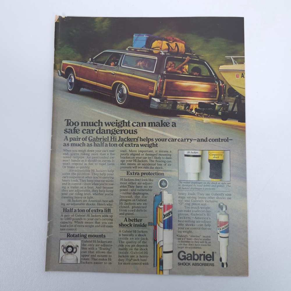 Vintage Ford Country Squire Towing Boat Print Ad Retro Garage Travel Wall Art